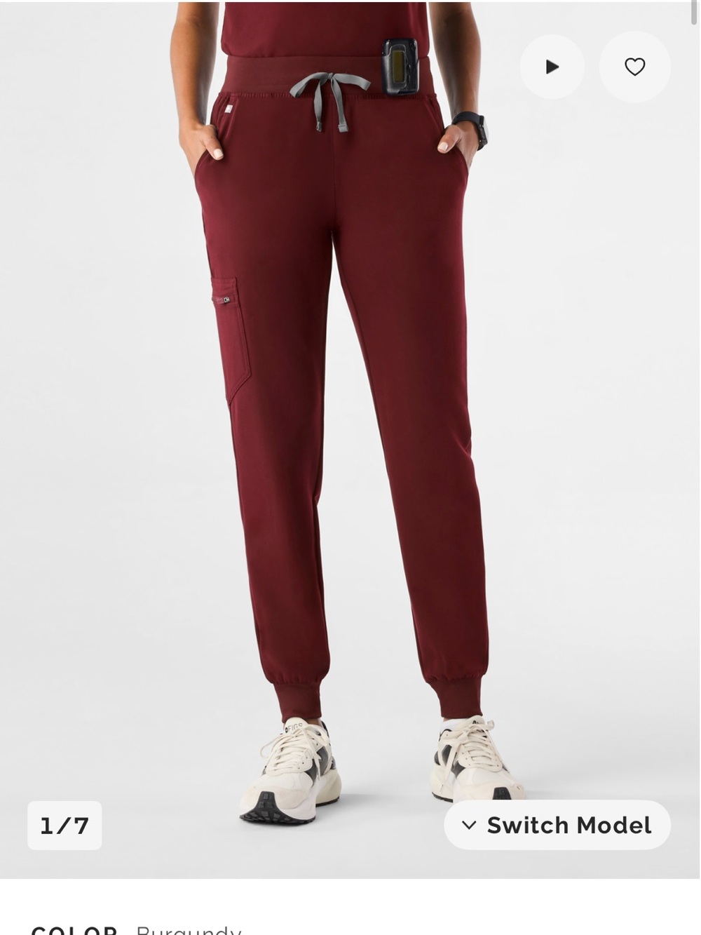 Figs Burgundy Zamora Jogger Scrub Pants